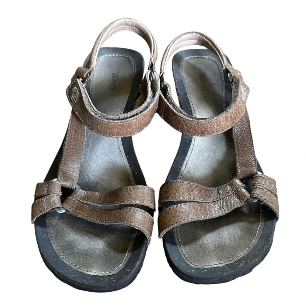 Teva leather wedge